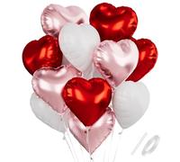 Ballon Coeur Rouge Rose Blanc, 18 Inch Ballon Mariage Forme de Coeur Rouge Helium, Ballons de Fleuret Rose Décoration Romantique pour Engagement Mariage Valentine