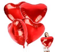 Ballon coeur rouge XXL, 4 pièces ballons en aluminium coeur,Ballons coeur 32 pouces,Ballon Saint Valentin rouge,Ballon coeur pour Saint Valentin, mariage,demande en mariage,fiançailles,anniversaire