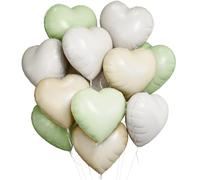 Ballon Coeur Vert Crème, 12pcs Ballon Coeur Helium Ballons Anniversaire Vert Crème Romantique Ballons Saint Valentin pour Decoration Saint Valentin Fille Decoration Anniversaire Happy Birthday