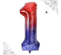 Ballon d’Anniversaire Chiffre Toile d’Araignée Géant 101,6cm, Grands Ballons Chiffres Thème Araignée Décorations Fête Héros Rouge et Bleu pour Garçons Anniversaire Halloween Fête (1)