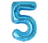 Ballon d'Aluminium Bleu d'Anniversaire - Géant 40" (101cm) Numéro 5 - Voler avec de l'Hélium