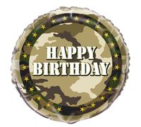 Ballon d'anniversaire en feuille - Happy Birthday - camouflage - soldat - ARMY - 45 cm