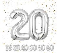 Ballon d'anniversaire en forme de chiffre 20, en aluminium, de 101 cm, décoration d'anniversaire en forme de chiffre, vole avec de l'hélium, pour hommes et femmes
