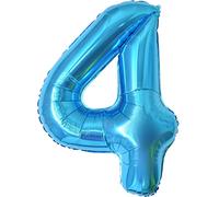 Ballon d'anniversaire en forme de chiffre 4, en aluminium, taille XXL, 101 cm, géant en aluminium, décoration d'anniversaire Vole avec de l'hélium