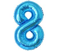 Ballon d'anniversaire en forme de chiffre 8, en aluminium, taille XXL, 101 cm, géant en aluminium, décoration d'anniversaire Vole avec de l'hélium