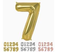 Ballon d'anniversaire grand numéro 1,2, 3, 4, 5, 6, 7, 8, 9, 10, 30, 20, 25, 40, 50, 60, 100 cm en argent pour célébrations, fêtes et décoration Convient pour hélium (7 or)