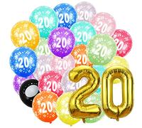 Ballon d'anniversaire numéro 20 ans et 20Pcs 30cm ballons- Ballon d'or en 40"-101cm décoration d'anniversaire - Ballon Décoration numéro pour l'anniversaire vole avec de l'hélium