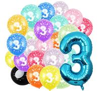 Ballon d'anniversaire numéro 3 ans et 20Pcs 30cm ballons- Ballon d'or en 40"-101cm décoration d'anniversaire - Ballon Décoration numéro pour l'anniversaire vole avec de l'hélium