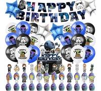 Ballon d'anniversaire Star Wars, kit de décoration pour anniversaire de garçon, 48 pièces, décoration de fête d'anniversaire, kit de décoration anniversaire sur le thème de Star Wars, bannière Happy