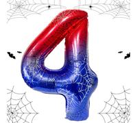 Ballon d'araignée géant de 100 cm et décoration pour 4ème anniversaire, ballon numéro 4 avec toile d'araignée, ballons en aluminium pour garçons et filles, décoration de fête d'anniversaire Spider