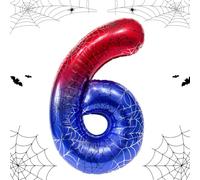 Ballon d'araignée géant de 101 cm et décoration pour 6ème anniversaire, ballon numéro 6, avec toile d'araignée, ballons en aluminium pour garçons et filles, décoration de fête d'anniversaire Spider