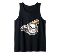 Ballon de Baseball en colère avec Visage et Batte pour Fan de Coach Amateur Débardeur