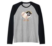 Ballon de baseball The Vintage Pirate en forme de cœur avec chapeau en forme de tête de mort Manche Raglan
