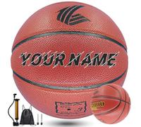 Ballon de basket-ball personnalisé pour intérieur et extérieur - En cuir composite - Imprimé avec votre nom personnalisé - Taille officielle 5, 6, 7 (n° 7)