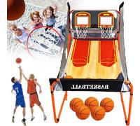 Ballon de Basket éLectronique à Score Automatique, Panier Pliable pour 2 Joueurs, Jeu D'Arcade, Grand Tableau D'Affichage LED, Filet LatéRal, avec Tableau D'Affichage et 5 Ballons de Basket