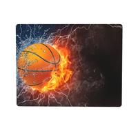 Ballon de Basket en feu et dans l'eau, Tapis de Protection en Caoutchouc pour Couvercle de Micro-Ondes, 46 x 36 cm, résistant à la Chaleur, pour Plan de Travail de Cuisine.