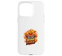Ballon de Basket Rim Fire Flame Dunk, Design Sportif à Haute énergie Coque pour iPhone 15 Pro Max