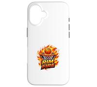 Ballon de Basket Rim Fire Flame Dunk, Design Sportif à Haute énergie Coque pour iPhone 16