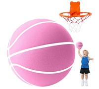 Ballon de Basket Silencieux Taille 3 avec Panier - Mini Ballon de Basket d'intérieur Silencieux pour Enfants, sans gonflage, avec Un Excellent Rebond, idéal pour s'entraîner au Dribble en appart