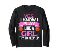Ballon de Basketball Amusant pour Fille avec Inscription « Play Like A Manche Longue