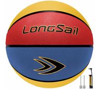 Ballon de Basketball en Caoutchouc de Haute Qualité (27,5") Taille 5 Rouge/Jaune/Bleu