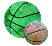 Ballon de basketball phosphorescent - Taille 7 - Ballon de basketball lumineux nocturne, en cuir synthétique évacuant l'humidité pour jouer en intérieur/extérieur, entraînement des adolescents et