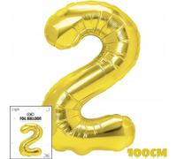 ballon de baudruche 2 chiffres or pour fête d'anniversaire 100cm