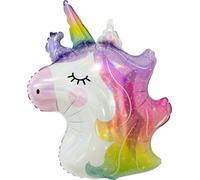 Ballon de baudruche 60cm tête de licorne, Godan pailleté