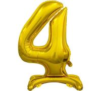 Ballon de baudruche chiffre 4, debout - doré, 74cm