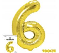 Ballon de baudruche DIGITAL 6 GOLD pour un anniversaire 100cm