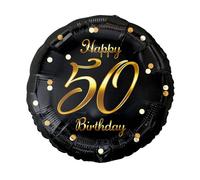 Ballon de baudruche Happy 50th Birthday, imprimé en noir et or, 46 cm