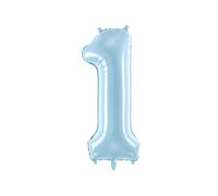 Ballon de baudruche Numéro 1, 86cm, bleu clair