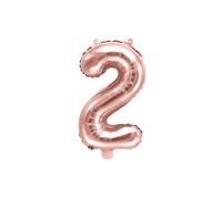 Ballon de baudruche Numéro '2', 35cm, or rose