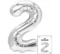ballon de baudruche numéro 2 argenté pour fête d'anniversaire 40cm