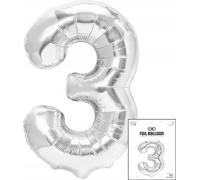 ballon de baudruche numéro 3 argenté pour fête d'anniversaire 40cm