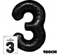 ballon de baudruche numéro 3 noir pour fête d'anniversaire 100cm