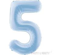 Ballon de baudruche Numéro '5' en bleu brumeux - la décoration parfaite pour votre anniversaire ! Surprenez vos invités et créez une atmosphère inoubliable avec ce ballon exclusif de 86 cm !