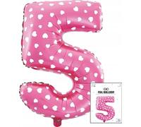 ballon de baudruche numéro 5 rose à pois pour fête d'anniversaire 40cm