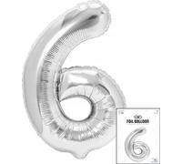 ballon de baudruche numéro 6 argenté pour fête d'anniversaire 40cm