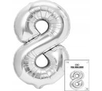 ballon de baudruche numéro 8 argenté pour fête d'anniversaire 40cm