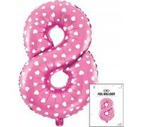 ballon de baudruche numéro 8 rose à pois pour fête d'anniversaire 40cm