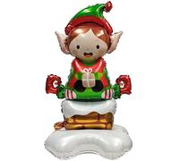 Ballon de décoration elfe de Noël autoportant Jumbo Père Noël en aluminium Mylar pour joyeux Noël Fournitures de décoration de fête