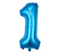 Ballon de décoration en forme de chiffre, 40 cm, en aluminium, bleu, numéro 1