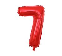 Ballon de décoration en forme de chiffre, 40 cm, en aluminium, rouge, chiffre 7
