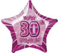Ballon de fête unique en forme d'étoile avec l'inscription Joyeux 30e anniversaire, rose SG6015 (taille unique) (rose)