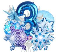 Ballon de Flocon de Neige,Ballons Anniversaire 3 Ans,ballons en Aluminium Motif flocon de neige,ballon de Flocon de neige,ballon Helium en Aluminium Bleu,Ballons Princesse Pour Fête (3)