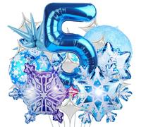 Ballon de Flocon de Neige,Ballons Anniversaire 5 Ans,ballons en Aluminium Motif flocon de neige,ballon de Flocon de neige,ballon Helium en Aluminium Bleu,Ballons Princesse Pour Fête