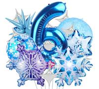 Ballon de Flocon de Neige,Ballons Anniversaire 6 Ans,ballons en Aluminium Motif flocon de neige,ballon de Flocon de neige,ballon Helium en Aluminium Bleu,Ballons Princesse Pour Fête