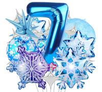 Ballon de Flocon de Neige,Ballons Anniversaire 7 Ans,ballons en Aluminium Motif flocon de neige,ballon de Flocon de neige,ballon Helium en Aluminium Bleu,Ballons Princesse Pour Fête