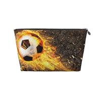 Ballon De Football dans des Flammes De Feu Brûlantes, Trousse de Toilette Trousse de Maquillage Sac à cosmétiques Trousse de Toilette de Voyage Portable